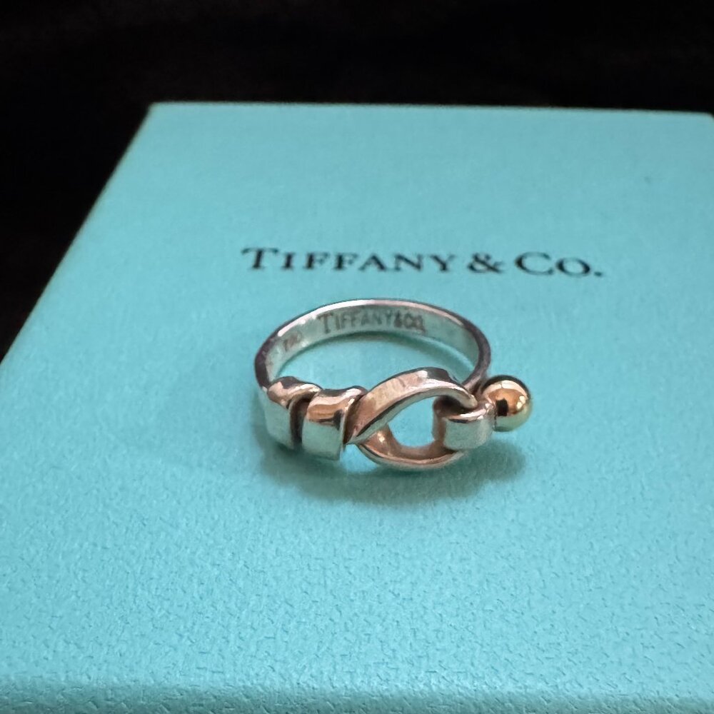 Tiffany & Co. Love Knot Hook and Eye Ring 18K Gold, Sterling - Picture 10 of 10